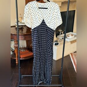 a new day Black and White Polka Dot Long Sleeve Dress
